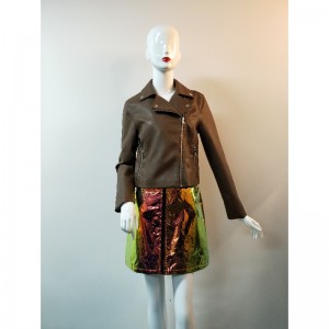 VESTE BIKER PU MARRON RLWPJ0012N