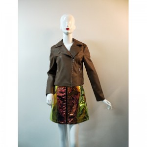 VESTE BIKER PU MARRON RLWPJ0016N