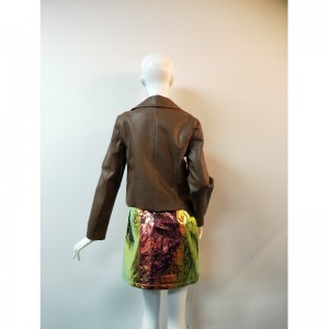 VESTE BIKER PU MARRON RLWPJ0016N