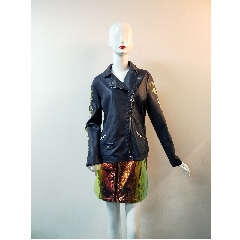 VESTE PU EN CUIR BRODÉE RLWPJ0017N