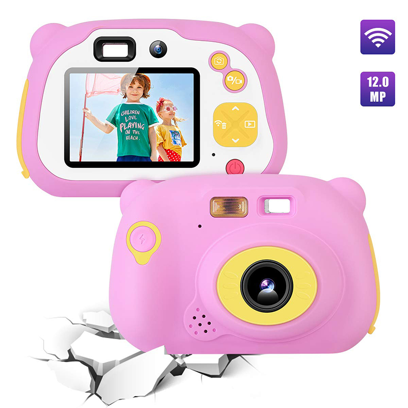 Enfants caméra 8.0MP numérique rechargeable avant et arrière Selfie Camera Child Caméscope, cadeau de jouets pour 4-10 ans garçons et filles