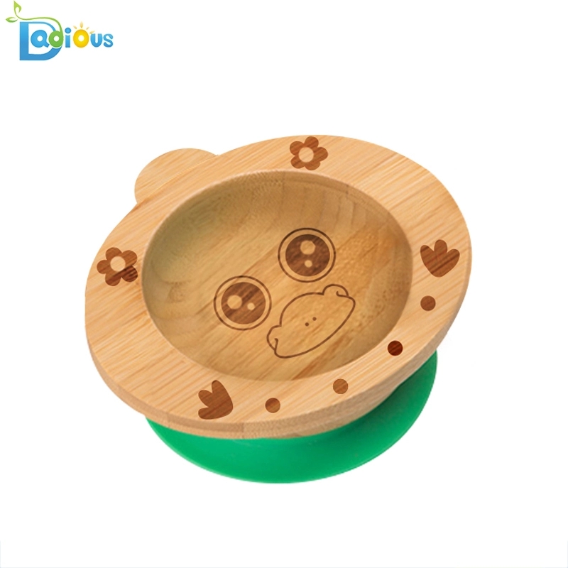 Fournitures d'alimentation pour bébé Assiette en bambou d'aspiration de bébé Assiette pour bébé en bambou sans BPA sans BPA Plaques d'aspiration pour tout-petits en bambou