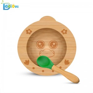 Fournitures d'alimentation pour bébé Assiette en bambou d'aspiration de bébé Assiette pour bébé en bambou sans BPA sans BPA Plaques d'aspiration pour tout-petits en bambou