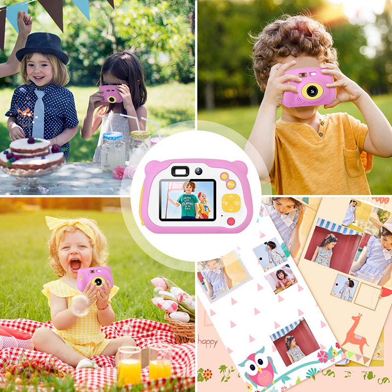 Enfants caméra 8.0MP numérique rechargeable avant et arrière Selfie Camera Child Caméscope, cadeau de jouets pour 4-10 ans garçons et filles