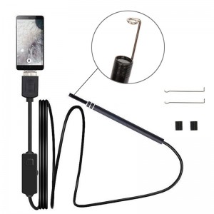 2 en 1 Borescope Inspection Oreille Remover Outil 720P Caméra étanche avec 6 LED réglables Compatible avec Android et iOS