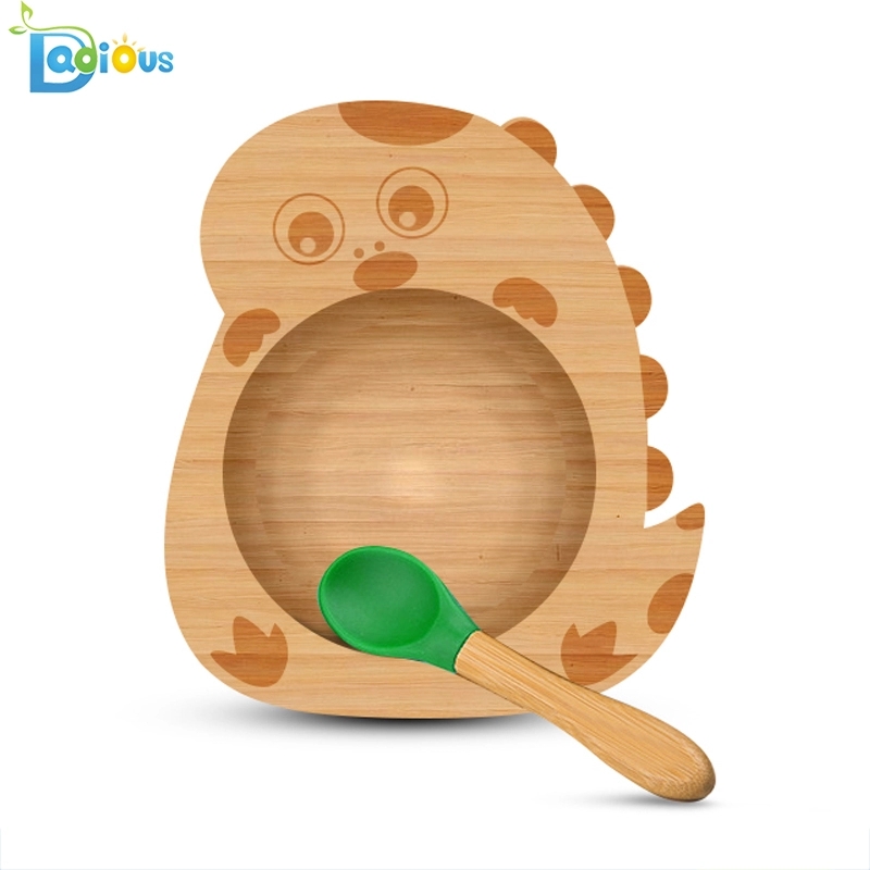 Nouveaux produits Set d'alimentation en bambou Assiettes et bols pour bébé Assiette en bambou durable Assiette en bois pour bébé, divisée