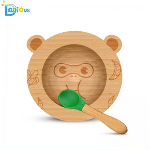 Nouveaux produits Set d'alimentation en bambou Assiettes et bols pour bébé Assiette en bambou durable Assiette en bois pour bébé, divisée