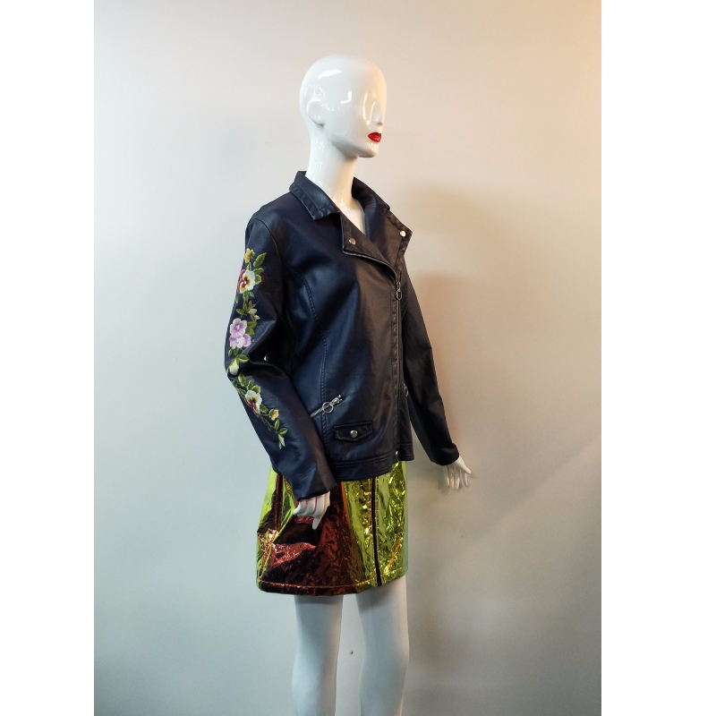 VESTE PU EN CUIR BRODÉE RLWPJ0017N