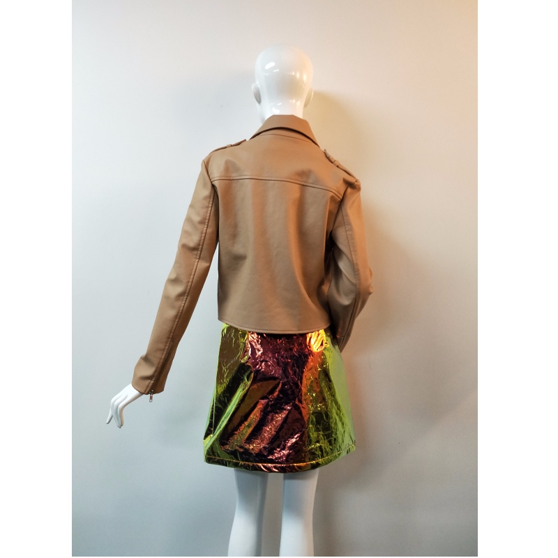 VESTE BIKER PU MARRON RLWPJ0006N
