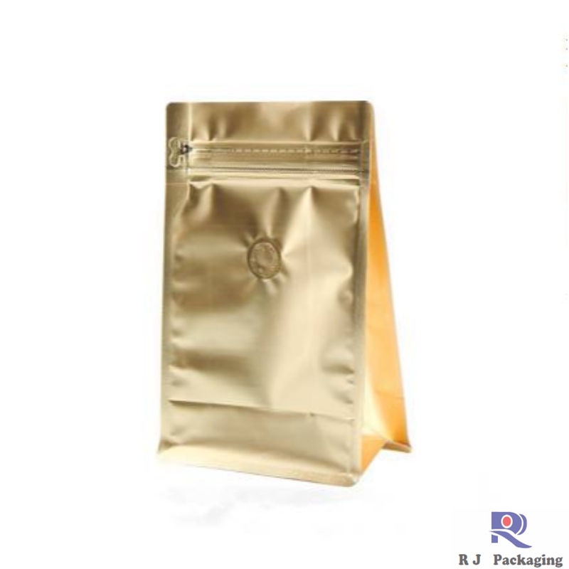 Sachet de fond de boîtier d 'étanchéité carré personnalisé, avec E - zip et valve, pour thé au café