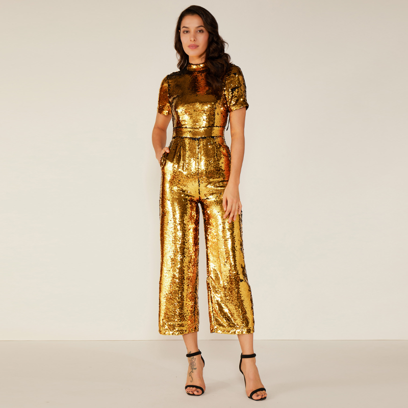 Femme Sexy Sparkle Glitter Jumpsuit Réfléchissant Dernière Conception