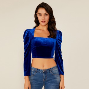 Femmes Summer Party Club Design de mode Lady Vente en gros Suede Oem Top Blouse