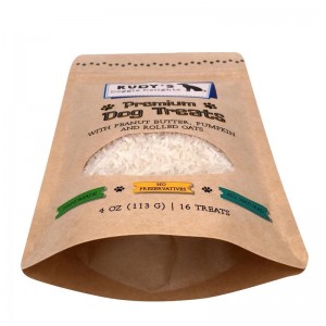 Le papier kraft à fermeture à glissière tient des pochettes avec fenêtre pour des friandises pour chiens