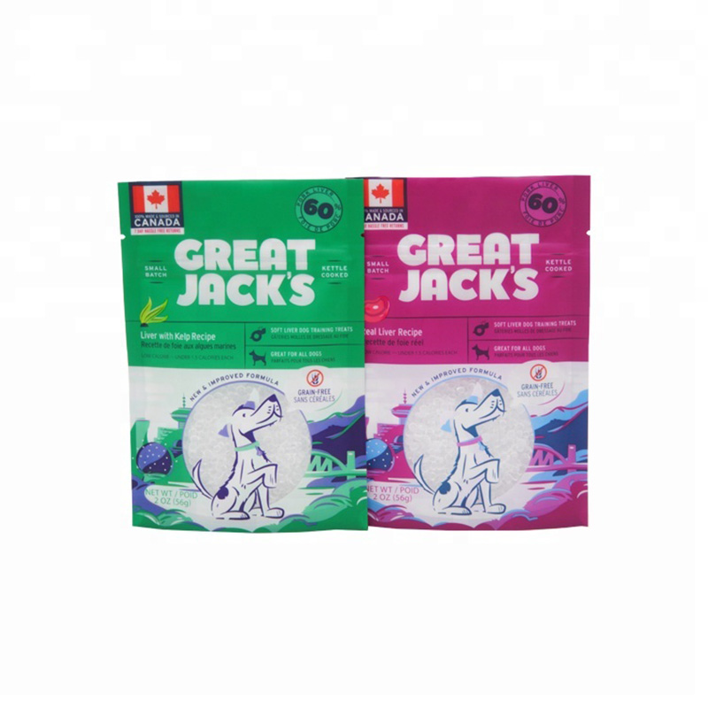 Emballage de casse-croûte de chien de dessus de fermeture éclair en plastique de poche de boîte d'impression de couleur d'OEM