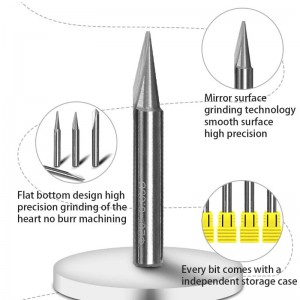 Mors de gravure, 2 flûtes droites CNC V-bits 1/4 pouce tige marquage conique outil de routeur de gravure pour acier en aluminium en laiton MDF bois