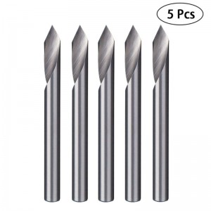 Spirale 60 Degrés V Groove Outil De Gravure Fond Plat CNC Routeur Peu 1/8 pouce Shank pour Aluminium MDF Cuivre En Bois Dur 5PCS