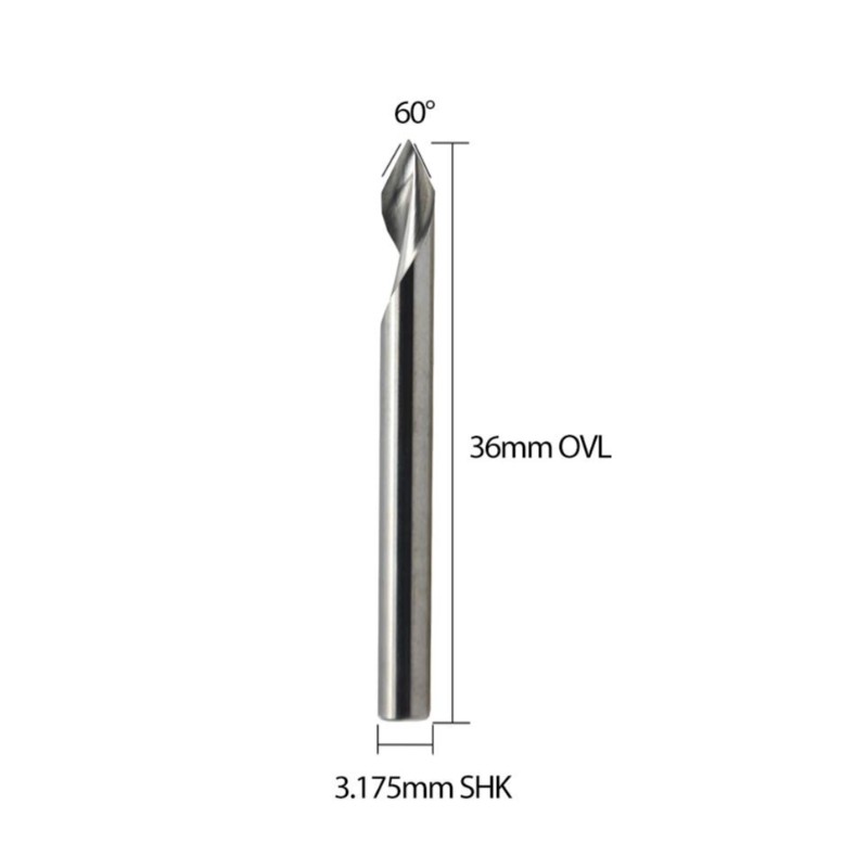 Spirale 60 Degrés V Groove Outil De Gravure Fond Plat CNC Routeur Peu 1/8 pouce Shank pour Aluminium MDF Cuivre En Bois Dur 5PCS