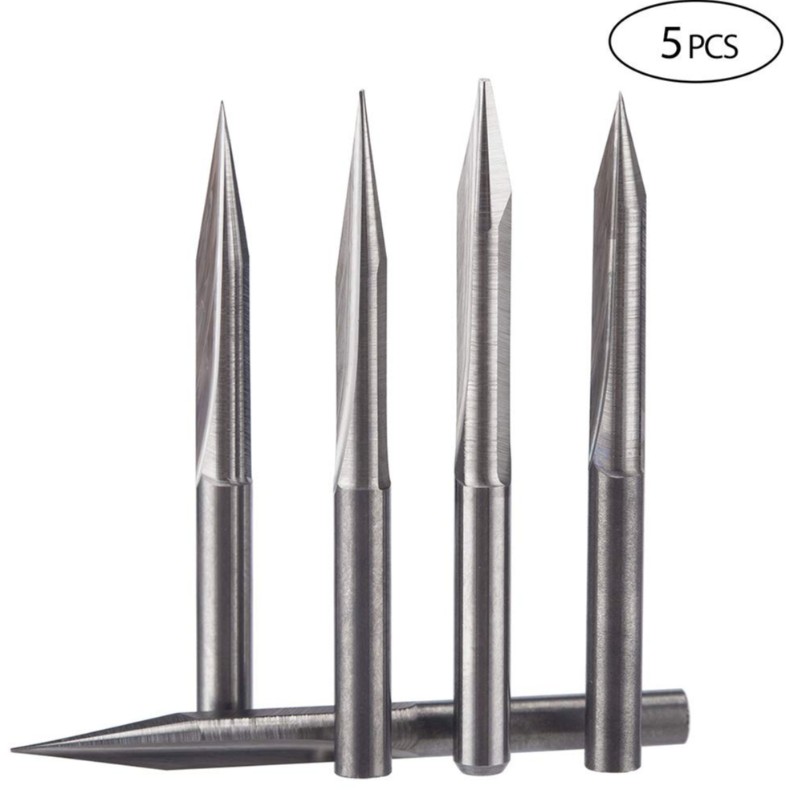 Droite 45 bits de routeur CNC de carbure outil de gravure Groove V 1/8 pouce tige 0,1 mm pointe 5 PCS