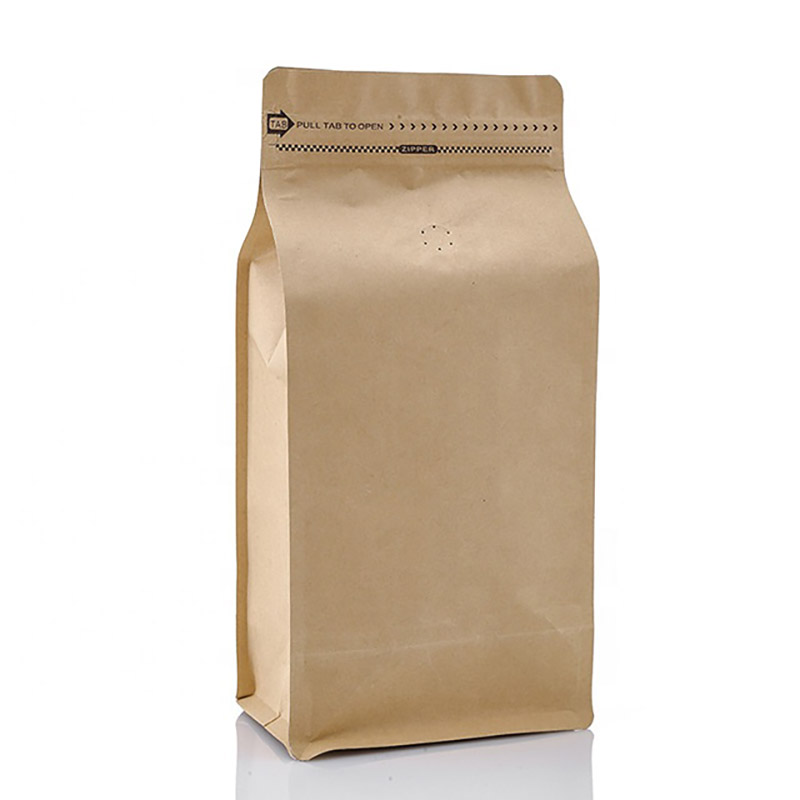 Sacs de grains de café en papier kraft brun avec valve et fermeture à glissière haute qualité 100g 250g 500g 1kg