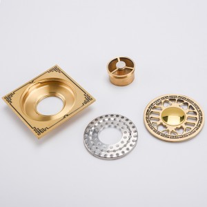 Couvercle de drain de plancher de salle de bains de douche carré dissimulé motif noir