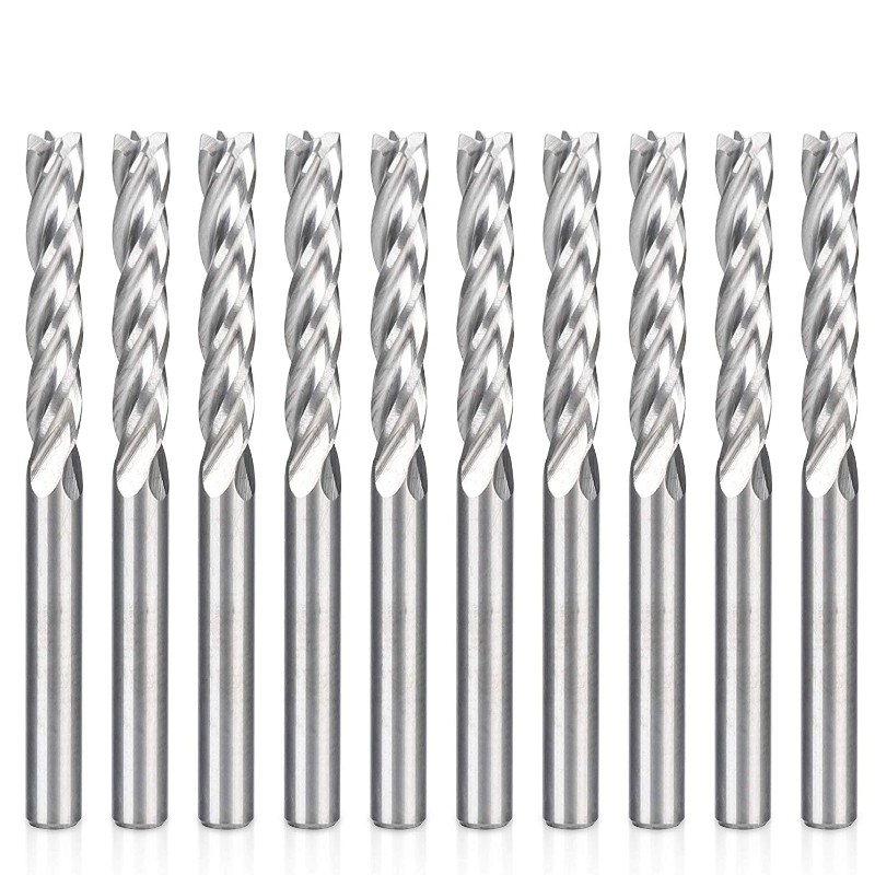 Fraises en bout 1/8 CNC 8 fraises en spirale Upcut pour fraises en tungstène, outils de coupe du bois, 17mm CEL, OAL de 38,5mm pour contreplaqués de densité pour panneau de densité et de densité de pvc acrylique