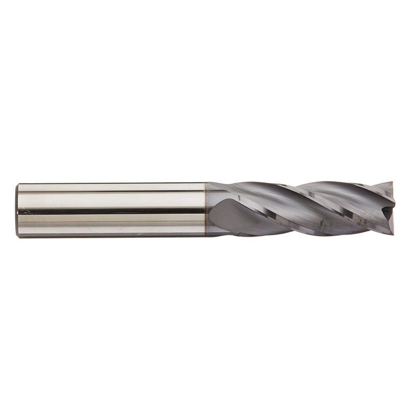 Fraise en bout en carbure monobloc, revêtue d'AlTiN, 4 dents, diamètre de 3/8 