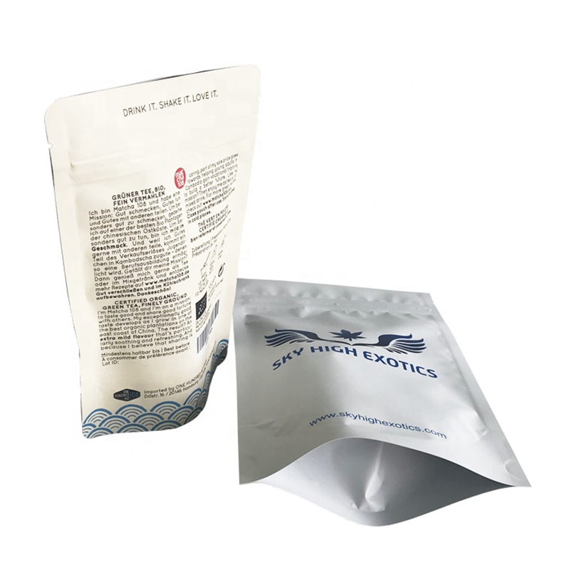Le papier d'aluminium tiennent la poche pour le sac en plastique de poudre de thé vert avec des sacs bon marché de fermeture éclair