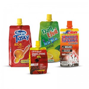 personnalisé 200 ml liquide en plastique en aluminium boisson organique banane fruits gelée jus emballage stockage doypack bec poche sac de jus