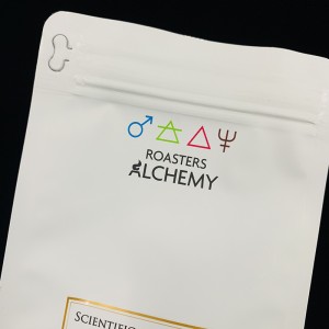 sac de café de papier d'aluminium stratifié par fond plat de logo imprimé par logo avec une valve à sens unique