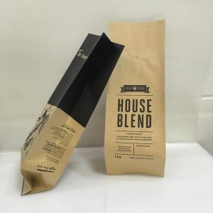 Sacs en papier d'emballage de grain de café de papier d'emballage de cachet de chaleur d'impression faite sur commande avec la valve