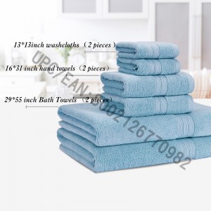 Jeu de serviettes de bain Clearance, Serviettes en coton peigné, ensemble de 6,2 débarbouillette, 2 serviettes de toilette, 2 serviettes de bain, Serviettes de bain