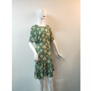 ROBE IMPRIMÉE VERT POUR FEMMES TBWD0010M