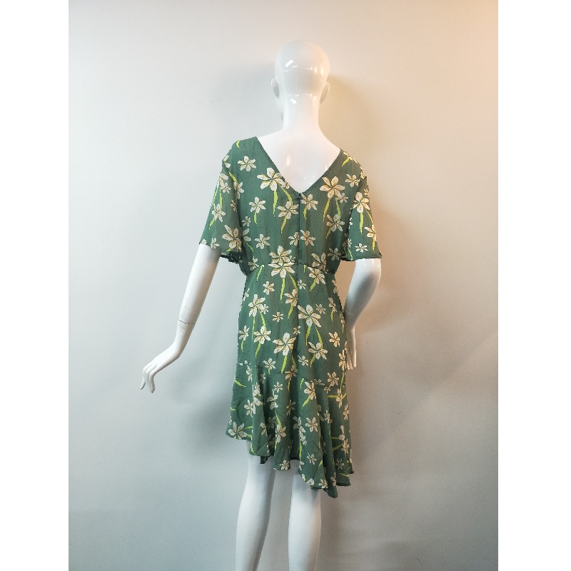 ROBE IMPRIMÉE VERT POUR FEMMES TBWD0010M