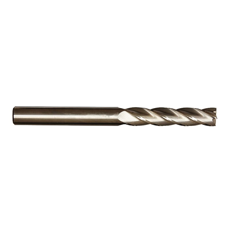 Fraise en bout en carbure monobloc extra-long, 4 cannelures, queue de 3/8 