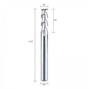 Fraise en bout de commande numérique par ordinateur de carbure pour l'aluminium, les plastiques coupent le moulin en spirale de peu de routeur de cannelures 1/4 pouce Shank