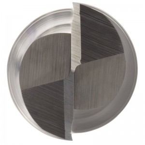 Fraise en bout carbure de tungstène, pouce, finition nue (brillante), coupe brute et finition, hélice à 30 degrés, 2 dents, longueur totale 4 \