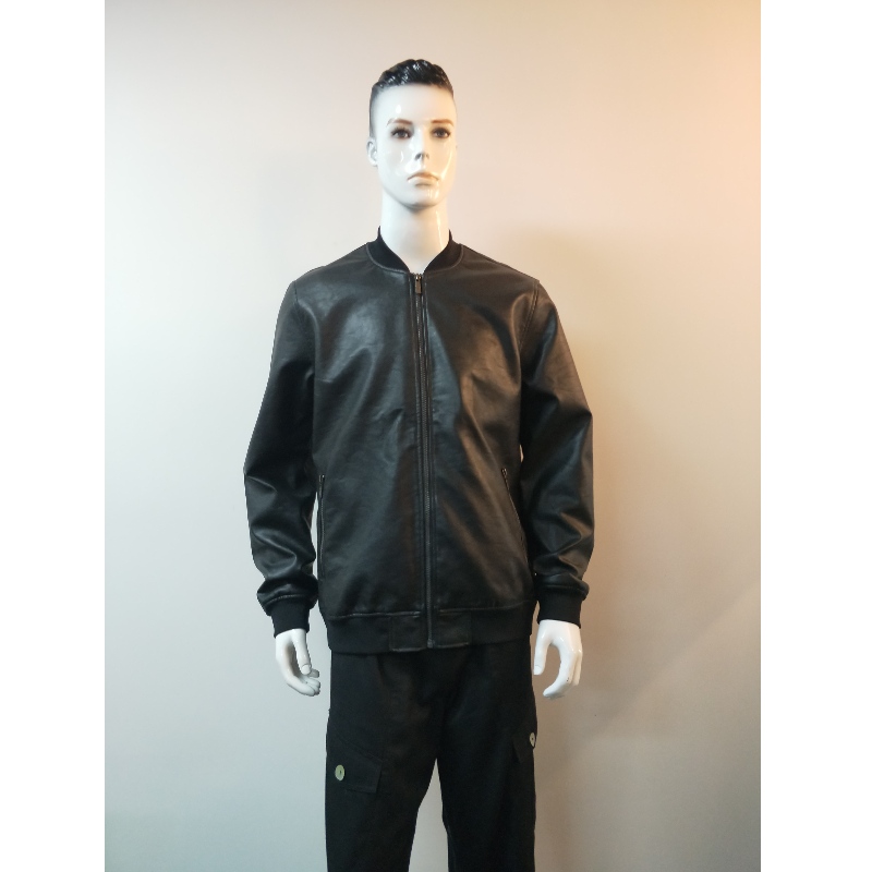 BLOUSON BLACK BIKER PU POUR HOMME RLMPJ0002