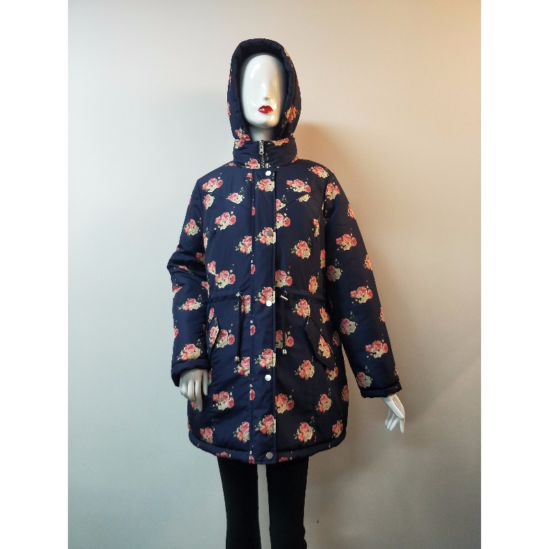 MANTEAU EN PUFFER IMPRIMÉ FLEUR MARINE POUR FEMME RLWPC0003
