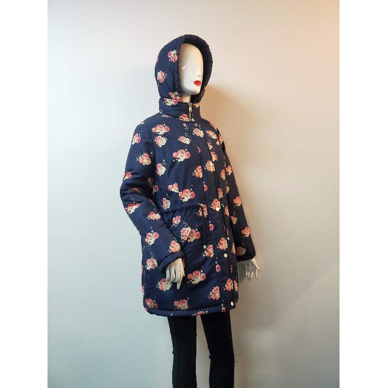 MANTEAU EN PUFFER IMPRIMÉ FLEUR MARINE POUR FEMME RLWPC0003