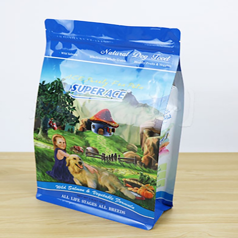 Sac de nourriture pour animaux de compagnie de fond plat 10kg 25kg / sac en plastique d'emballage de nourriture de chien de chat