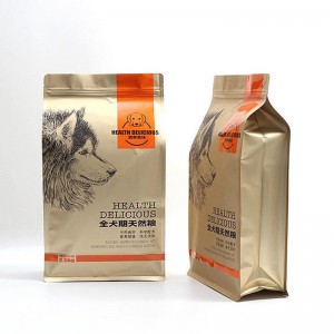 Sachets en plastique à fond plat avec des sachets en plastique scellés latéraux de fermeture à glissière huit pour l'emballage de sac d'aliment pour animaux familiers