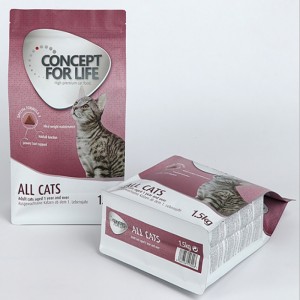 Sachets en plastique à fond plat avec des sachets en plastique scellés latéraux de fermeture à glissière huit pour l'emballage de sac d'aliment pour animaux familiers