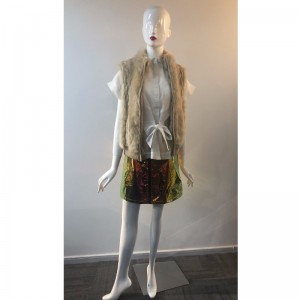 GILET DE FOURRURE À LA CRÈME POUR FEMMES RLWF0002