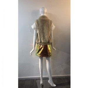 GILET DE FOURRURE À LA CRÈME POUR FEMMES RLWF0002