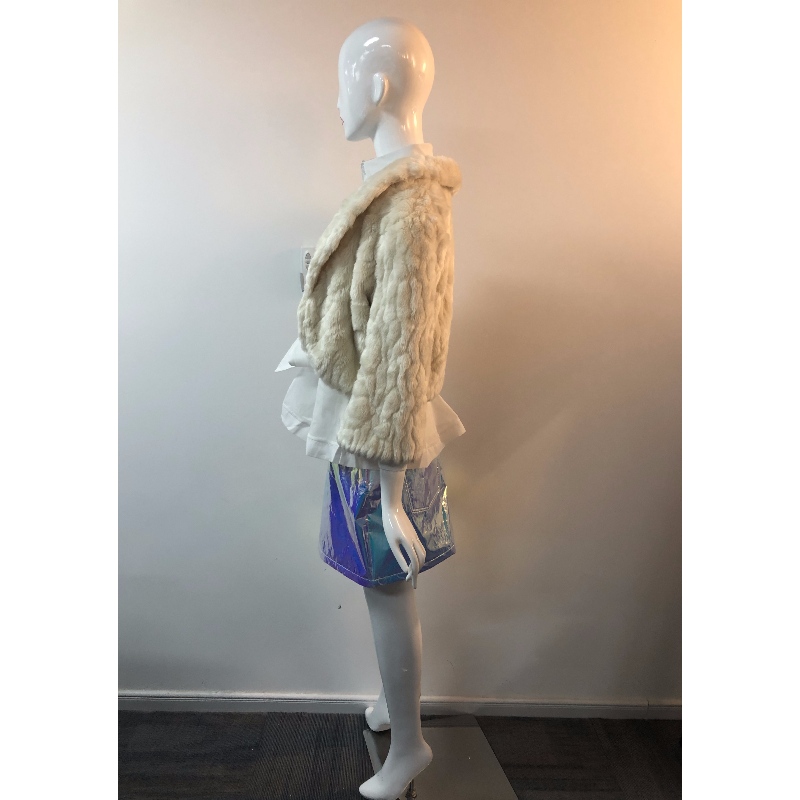 VESTE FOURRURE COURTE BEIGE POUR FEMMES RLWF0016