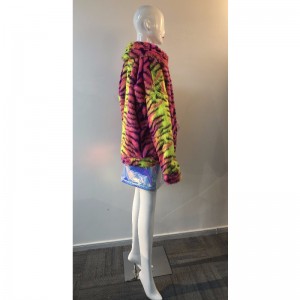 MANTEAU EN FOURRURE RAYURE FLEUR RLWF0019