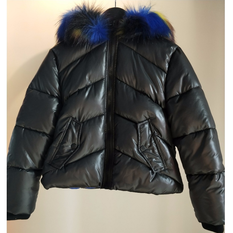 MANTEAU À CAPUCHE NOIR POUR ENFANTS RLCPC0001M