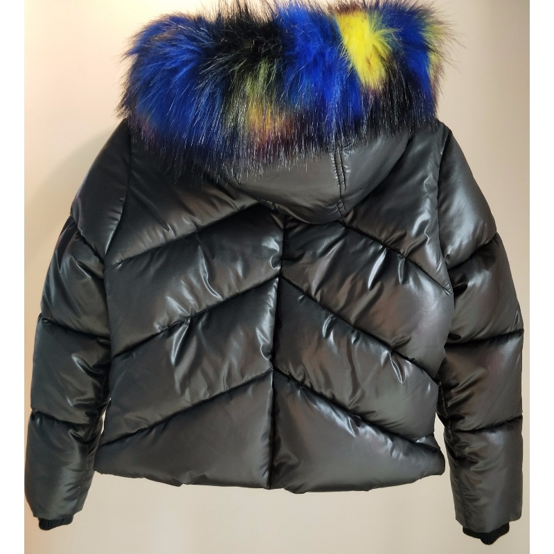 MANTEAU À CAPUCHE NOIR POUR ENFANTS RLCPC0001M