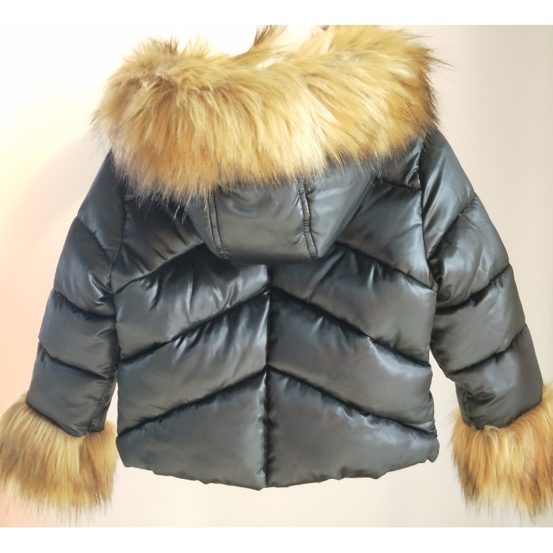 MANTEAU À CAPUCHE NOIR POUR ENFANTS RLCPC0002