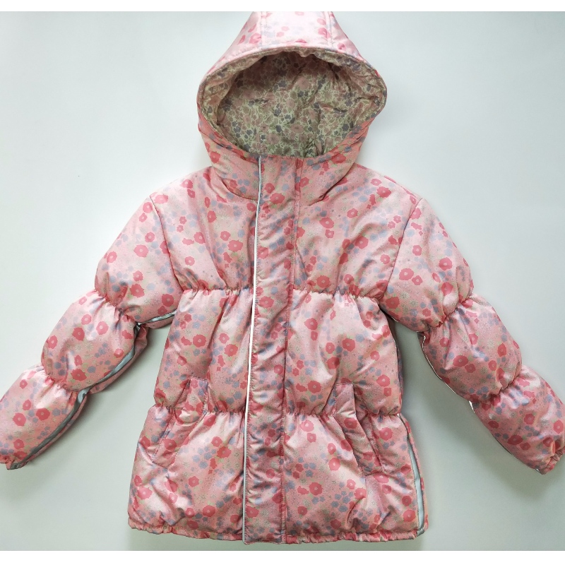 MANTEAU POUFFRE IMPRIMÉ FLEUR ROSE RLCPC0008N POUR ENFANTS